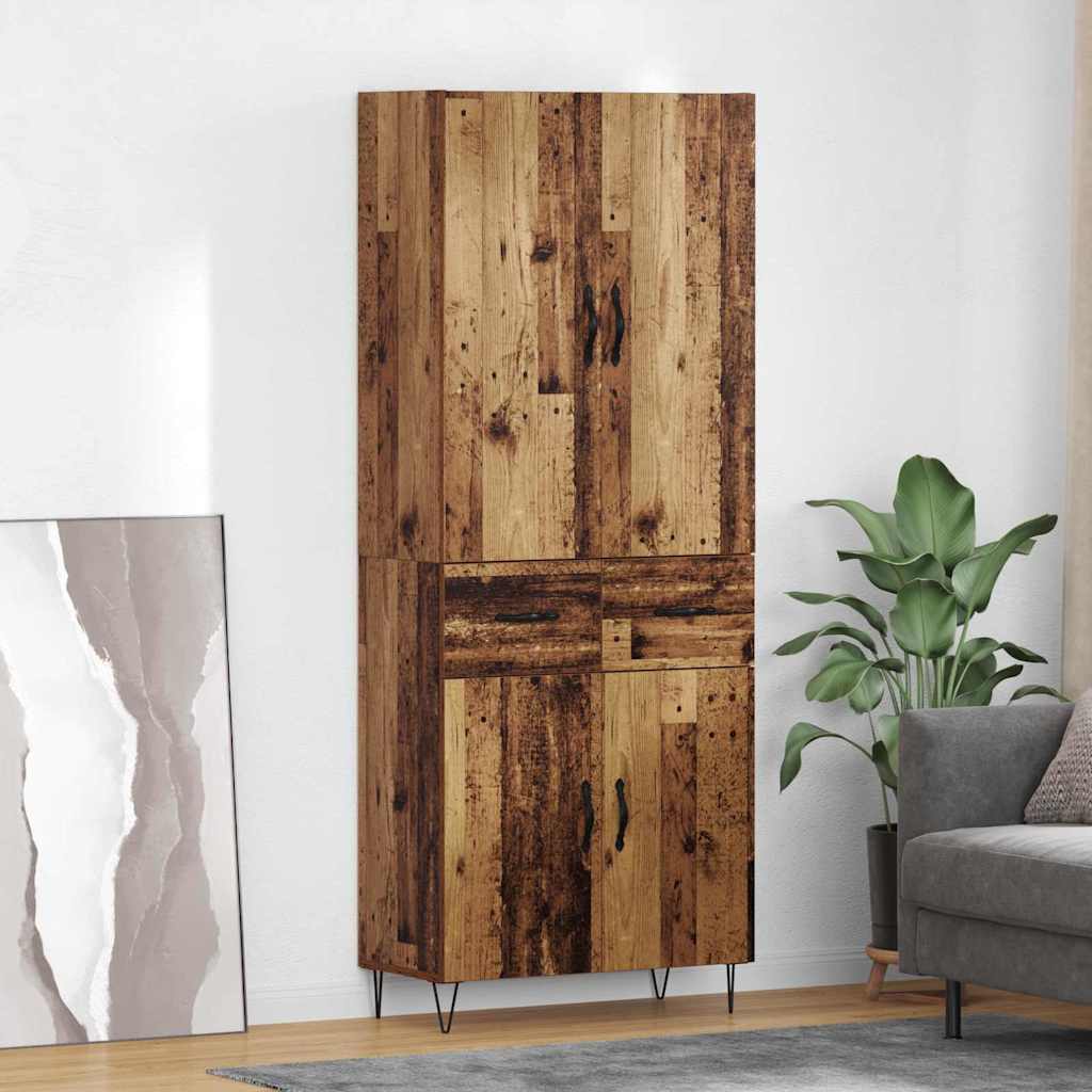 Bufet cu sertar 2 pcs Lemn Vechi Lemn Stratificat si Sticla — imaginea 2