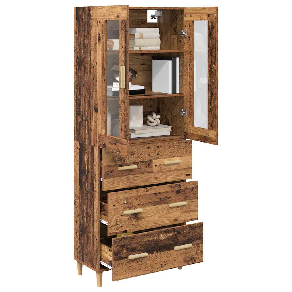 Bufet Lemn Vechi 69,5 x 34 x 180 cm Lemn Stratificat si Sticla — imaginea 4