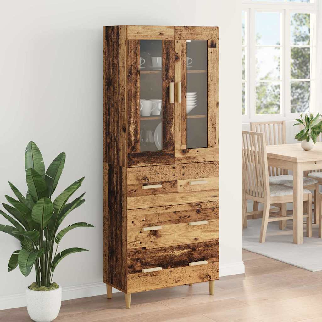 Bufet Lemn Vechi 69,5 x 34 x 180 cm Lemn Stratificat si Sticla — imaginea 5
