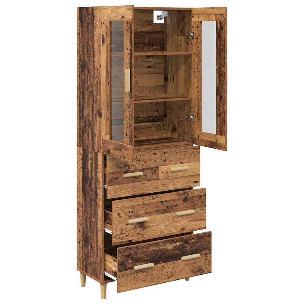 Bufet Lemn Vechi 69,5 x 34 x 180 cm Lemn Stratificat si Sticla — imaginea 6