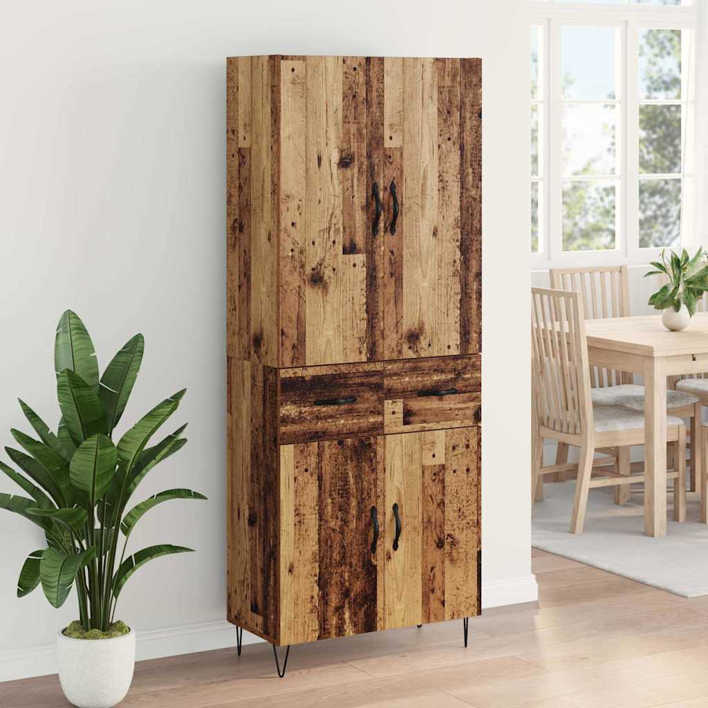 Bufet cu sertar 2 pcs Lemn Vechi Lemn Stratificat si Sticla — imaginea 5