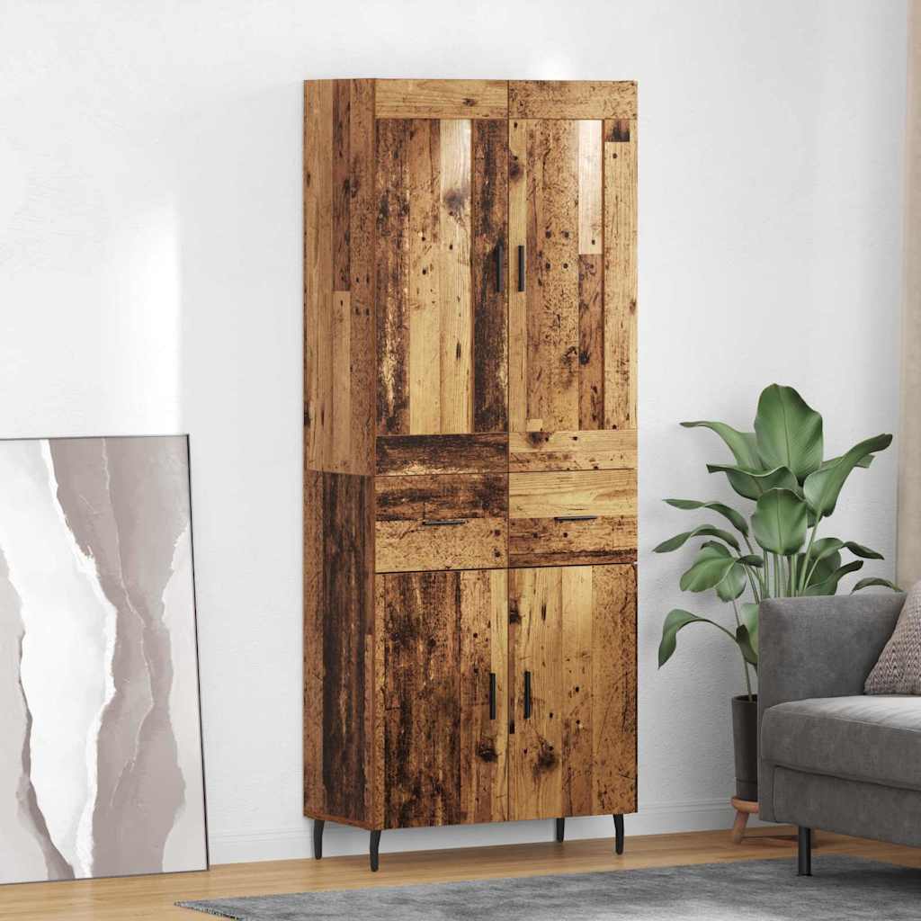 Bufet cu sertar 2 pcs Lemn Vechi Lemn Stratificat si Sticla — imaginea 2