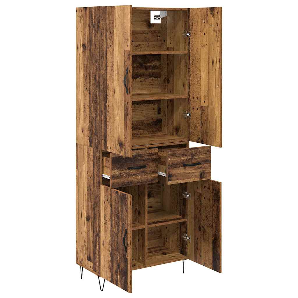 Bufet cu sertar 2 pcs Lemn Vechi Lemn Stratificat si Sticla — imaginea 6