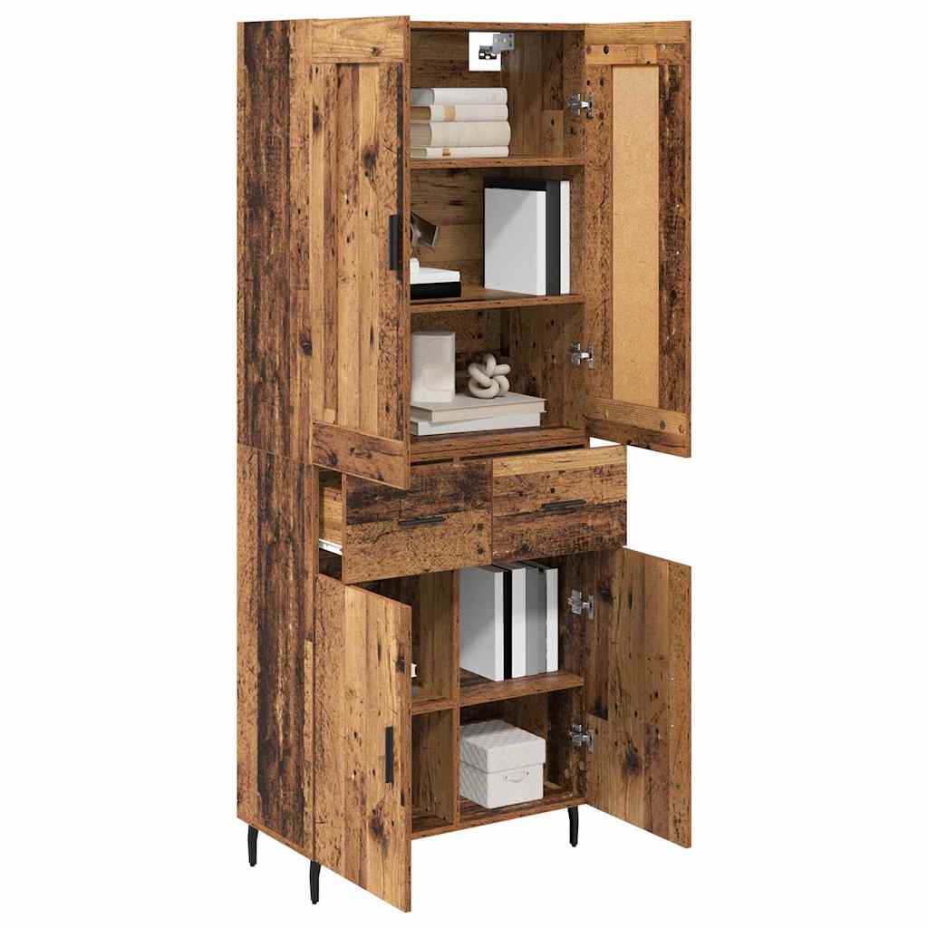 Bufet cu sertar 2 pcs Lemn Vechi Lemn Stratificat si Sticla — imaginea 4