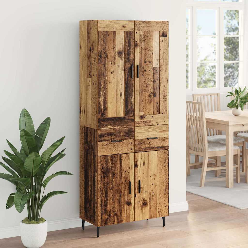 Bufet cu sertar 2 pcs Lemn Vechi Lemn Stratificat si Sticla — imaginea 5