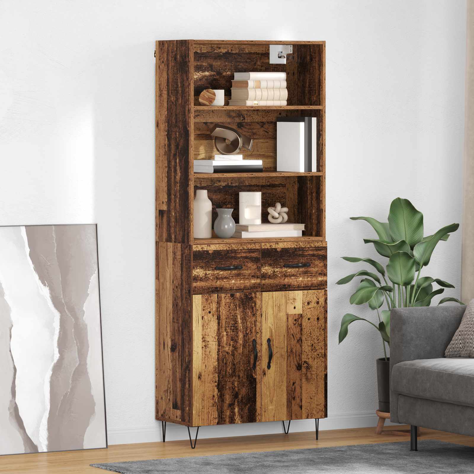 Bufet cu sertar Lemn Vechi 69,5 x 32,5 x 180 cm Lemn compozit — imaginea 2