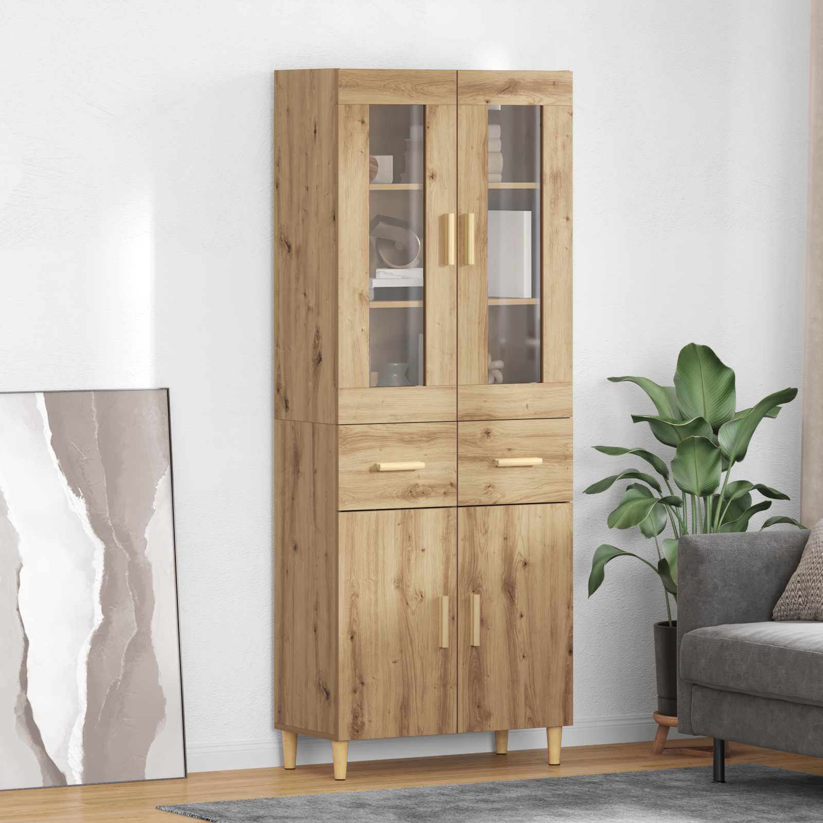 Bufet Stejar Artizanal 69,5 x 34 x 180 cm Lemn compozit — imaginea 2