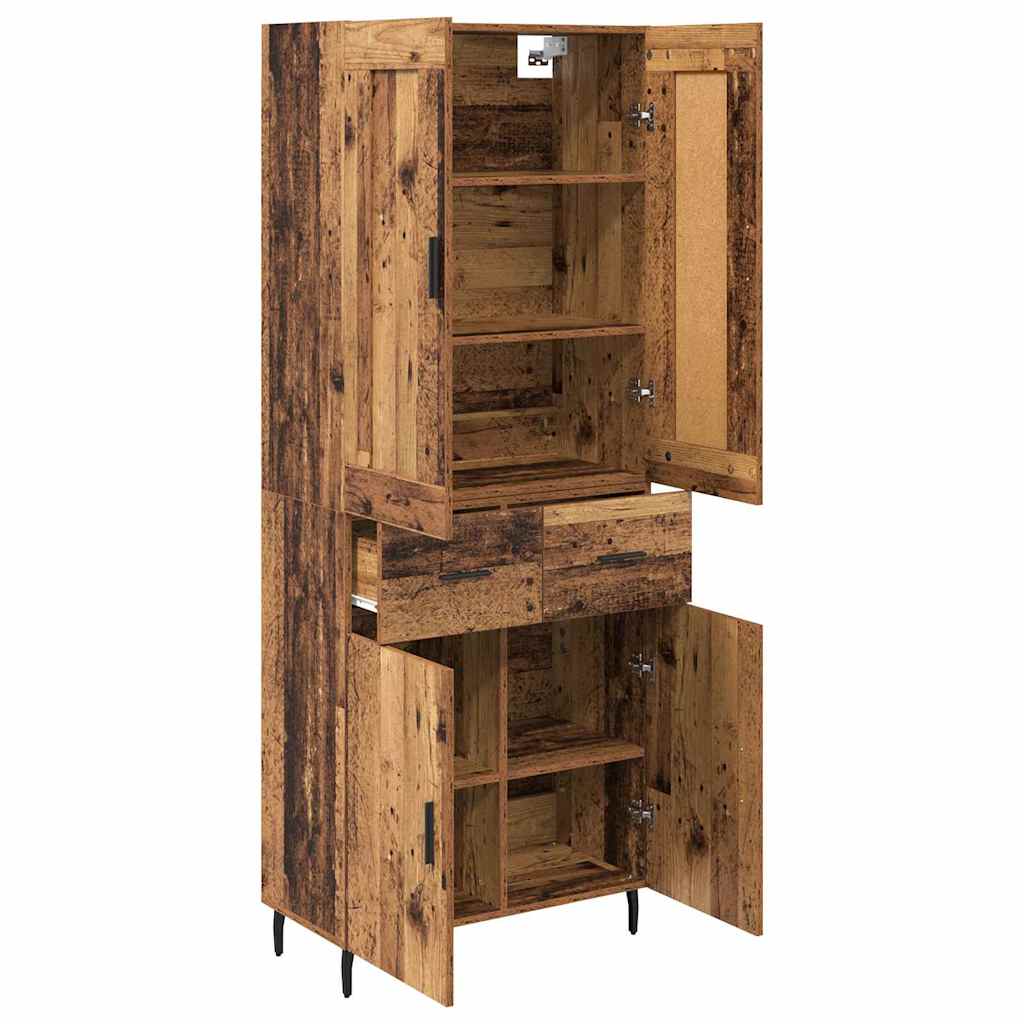 Bufet cu sertar 2 pcs Lemn Vechi Lemn Stratificat si Sticla — imaginea 6