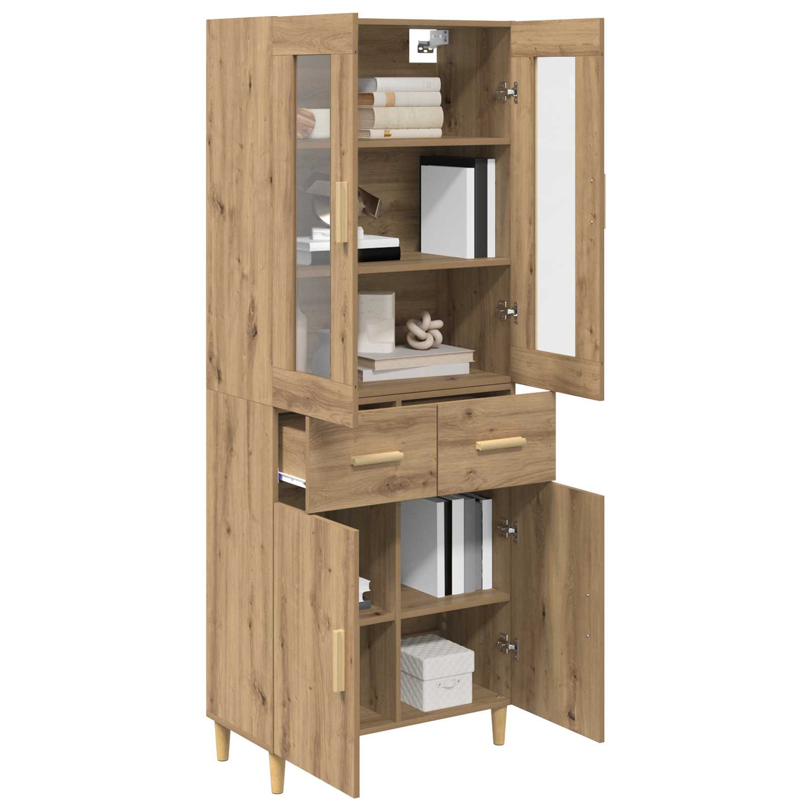 Bufet Stejar Artizanal 69,5 x 34 x 180 cm Lemn compozit — imaginea 3