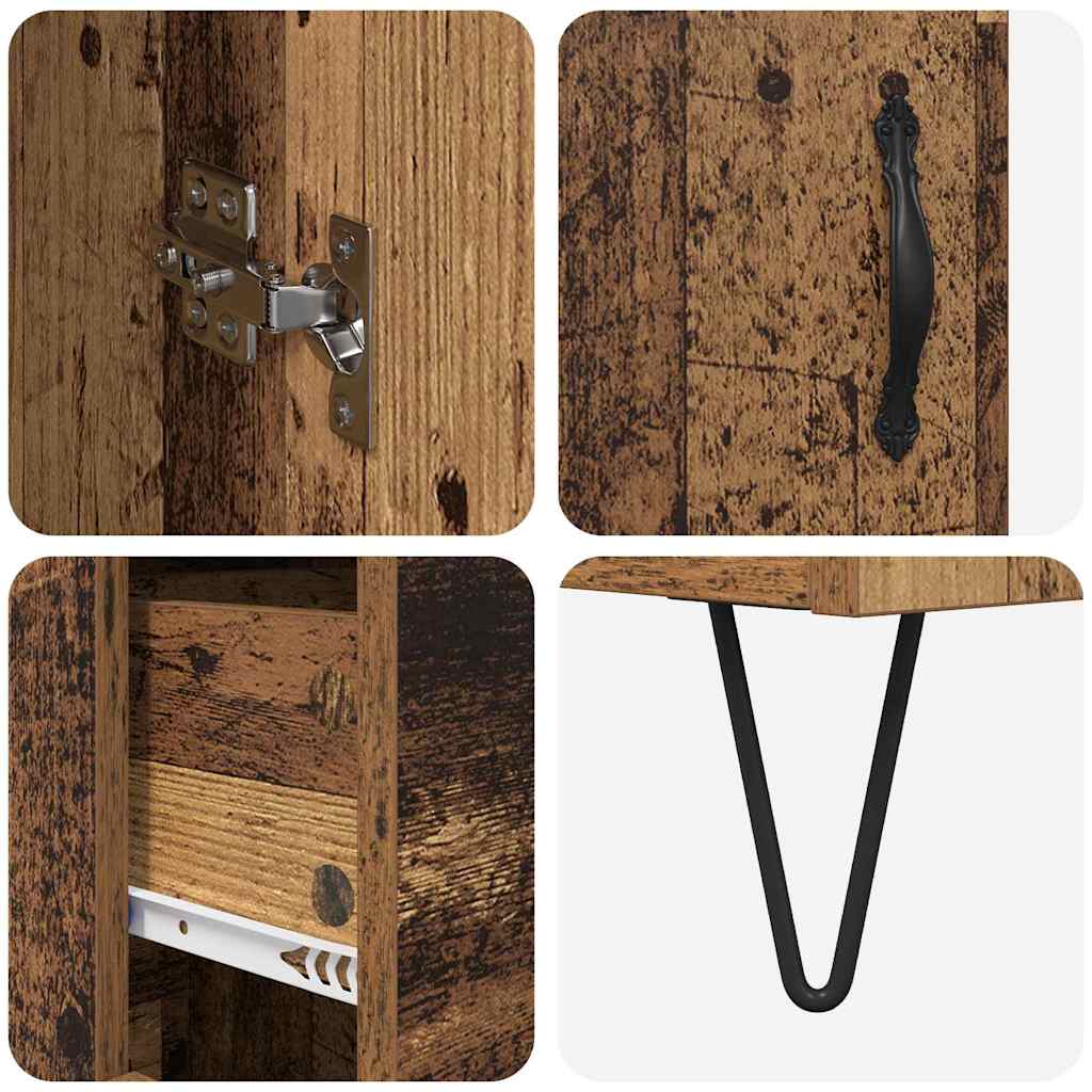 Bufet cu sertar 2 pcs Lemn Vechi Lemn Stratificat si Sticla — imaginea 12
