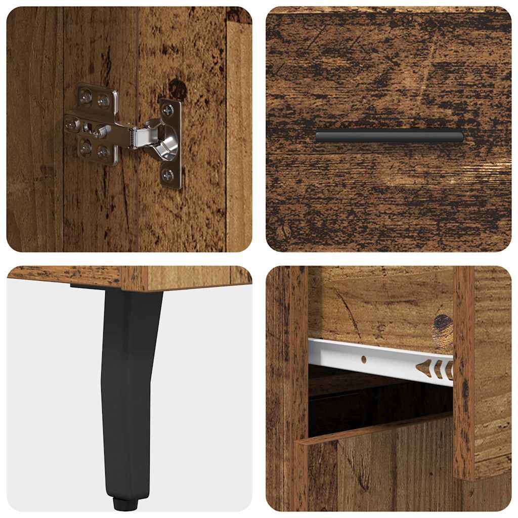 Bufet cu sertar 2 pcs Lemn Vechi Lemn Stratificat si Sticla — imaginea 12