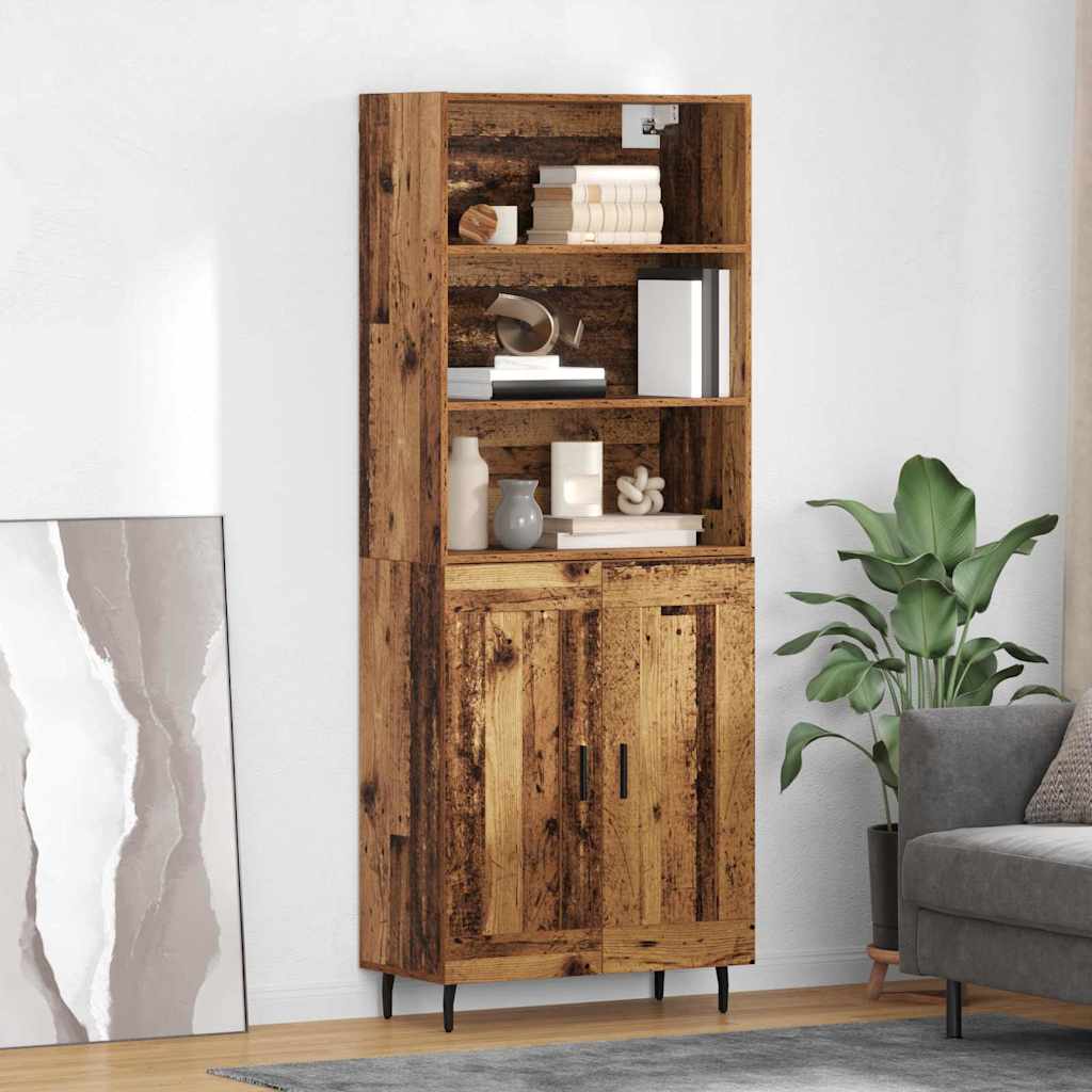 Bufet Lemn Vechi 69,5 x 34 x 180 cm Lemn Stratificat si Sticla — imaginea 2
