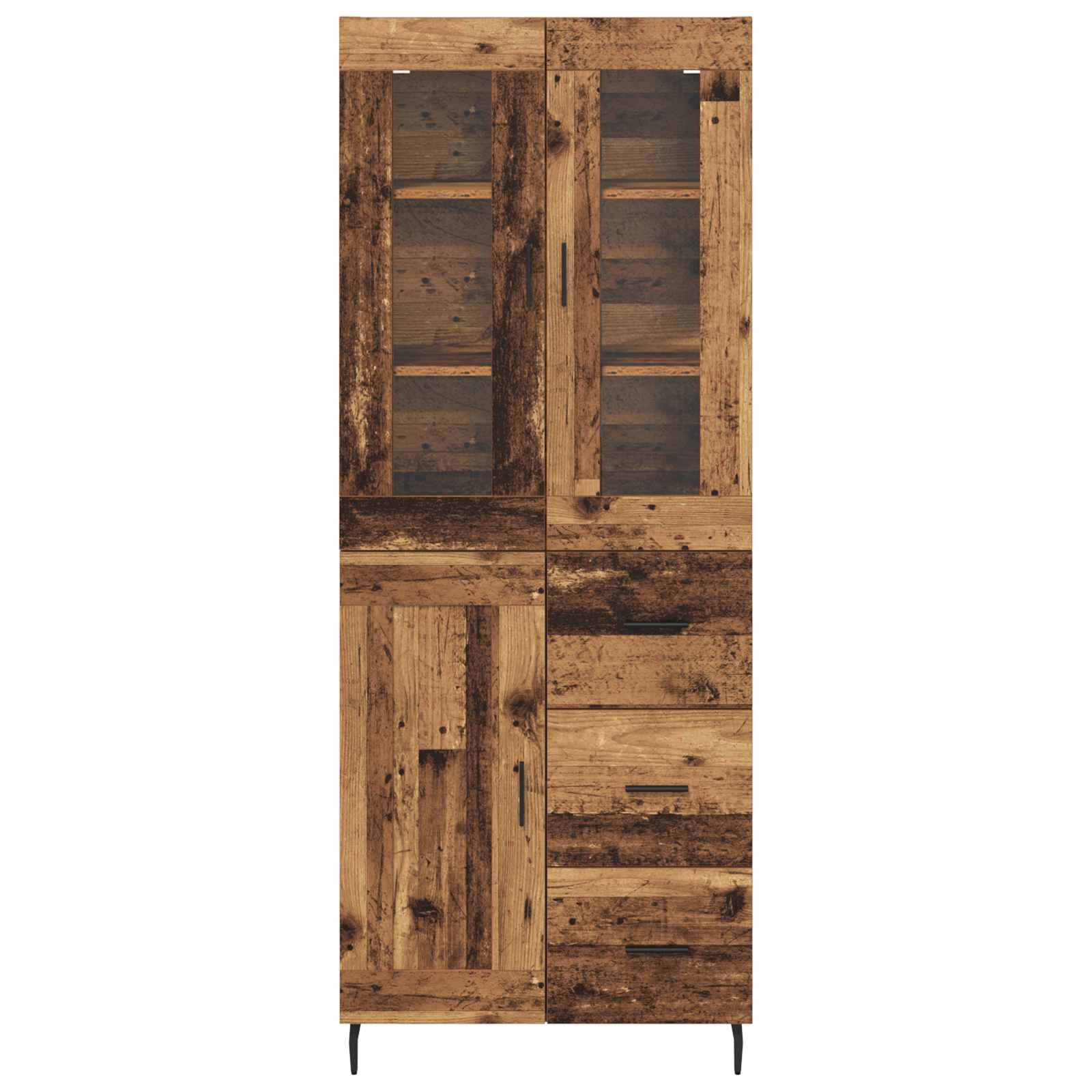 Bufet cu sertar 2 pcs Lemn Vechi Lemn Stratificat si Sticla — imaginea 8
