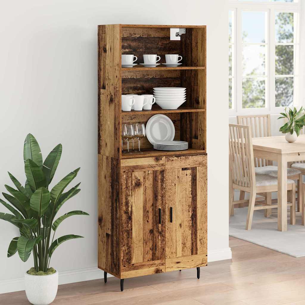 Bufet Lemn Vechi 69,5 x 34 x 180 cm Lemn Stratificat si Sticla — imaginea 5