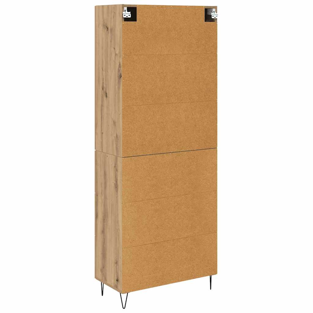 Bufet 2 pcs Stejar Artizanal Lemn Stratificat si Sticla — imaginea 3