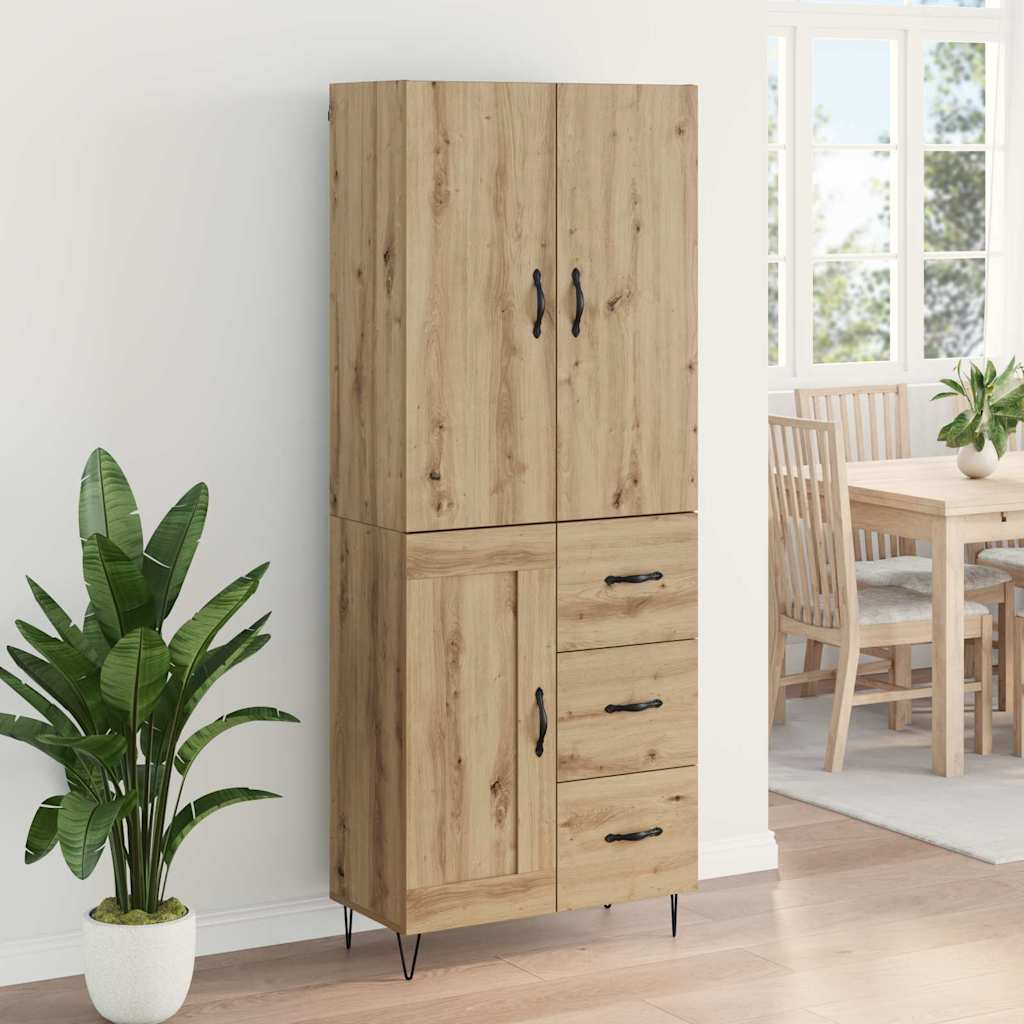 Bufet 2 pcs Stejar Artizanal Lemn Stratificat si Sticla — imaginea 5