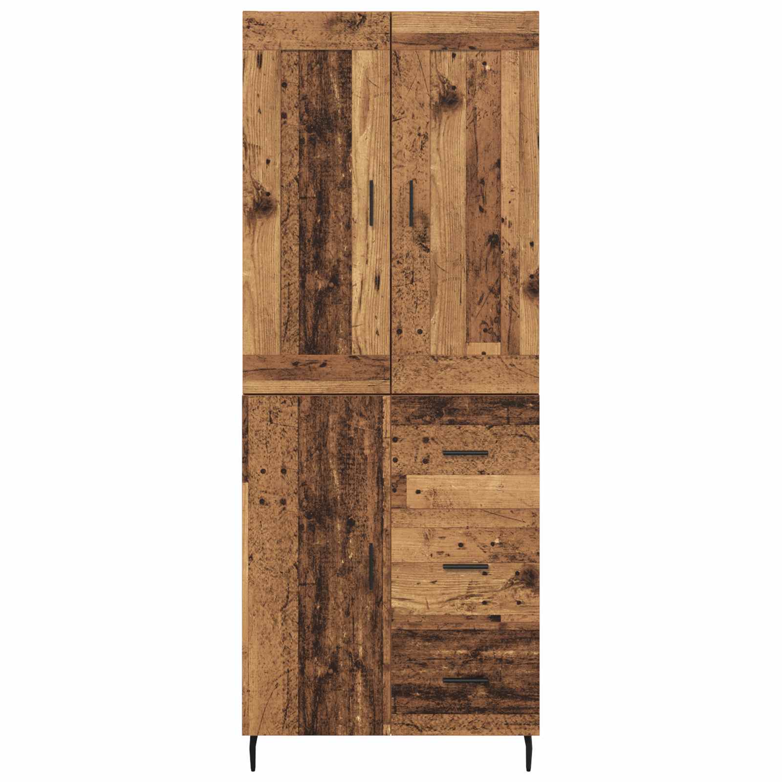Bufet cu sertar 2 pcs Lemn Vechi Lemn Stratificat si Sticla — imaginea 8