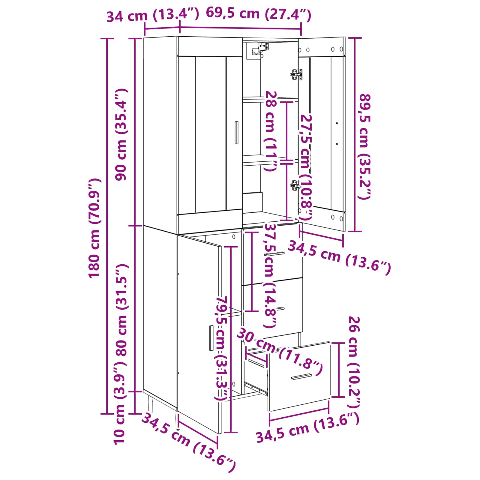 Bufet cu sertar 2 pcs Lemn Vechi Lemn Stratificat si Sticla — imaginea 13