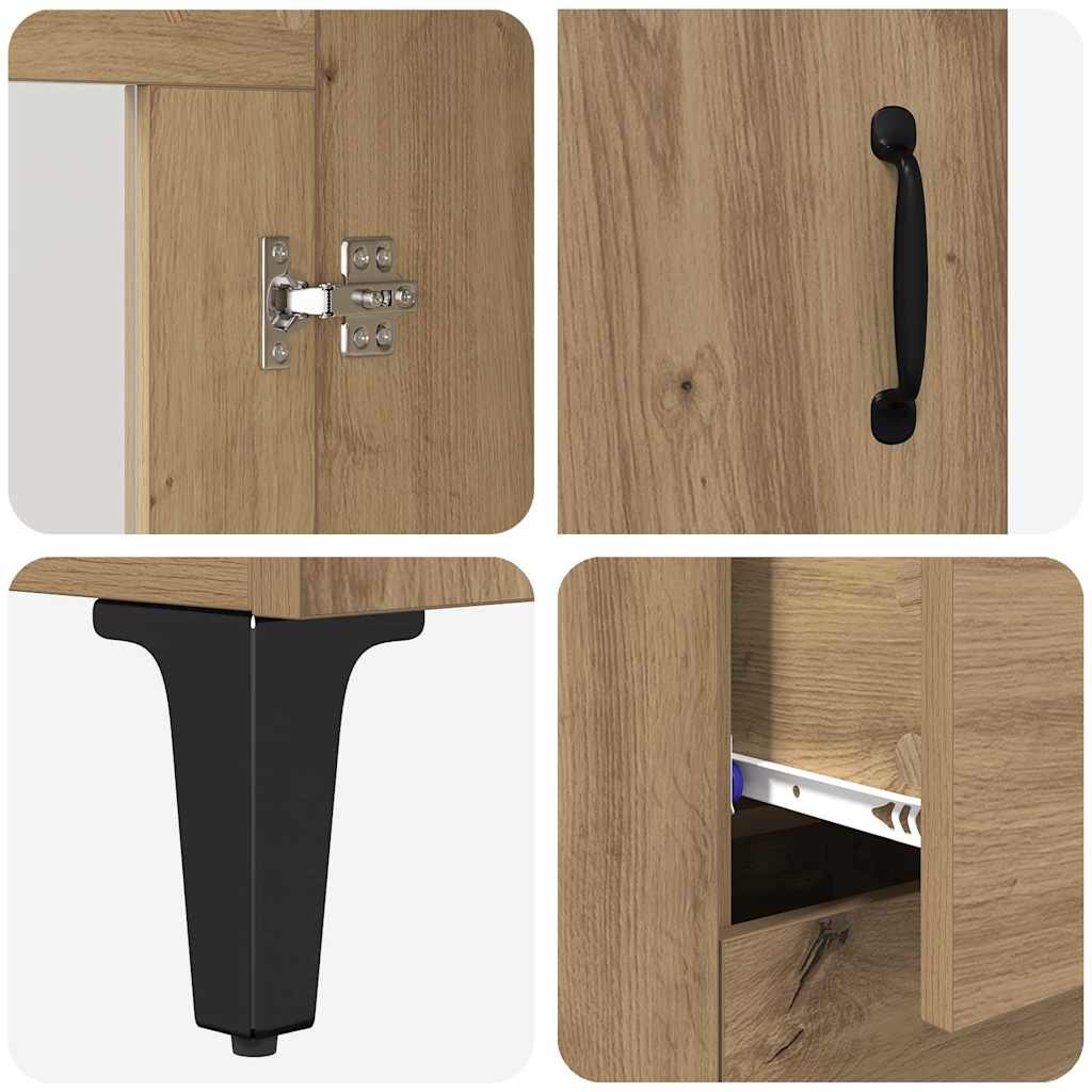 Bufet Stejar Artizanal 69,5 x 34 x 180 cm Lemn compozit — imaginea 11