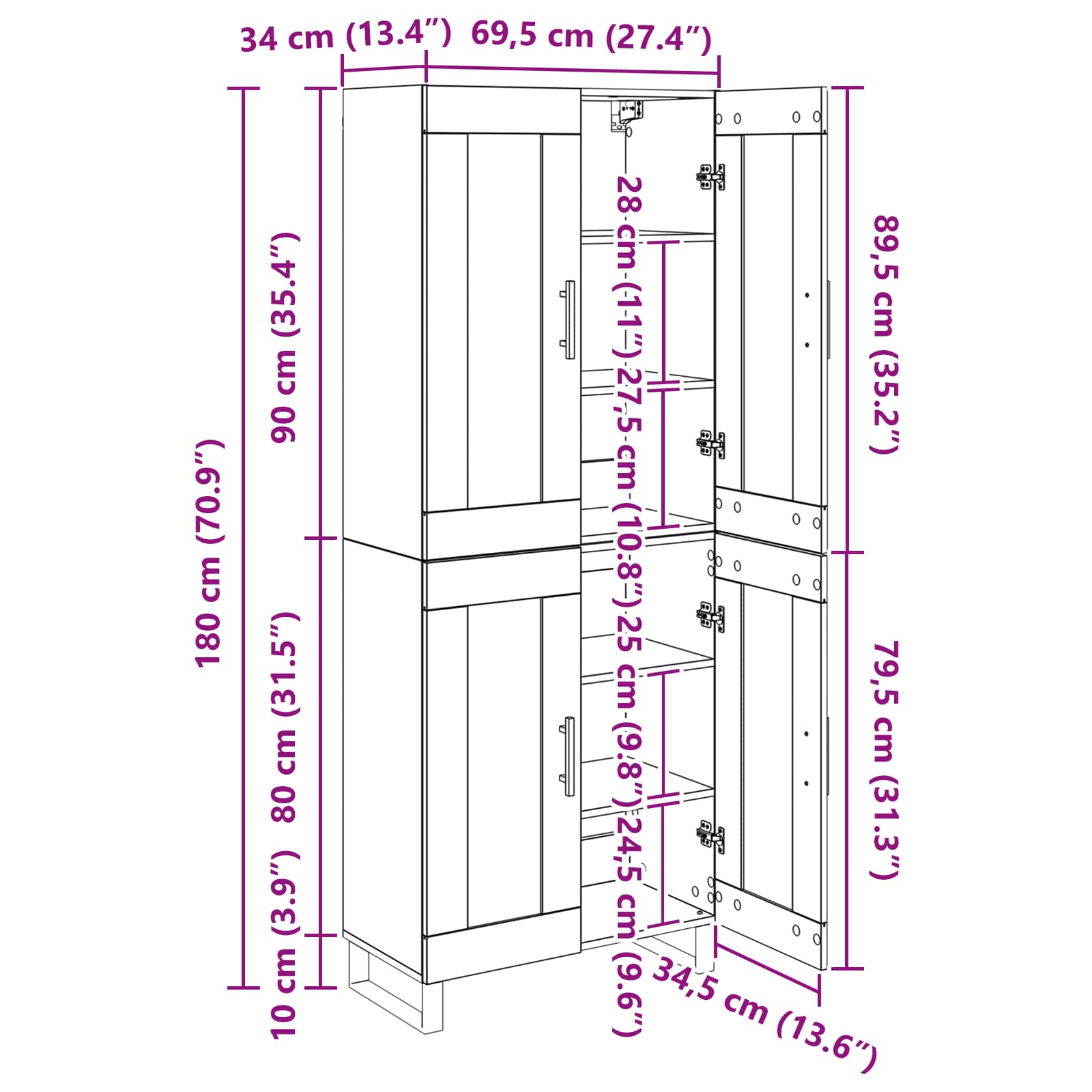 Bufet 2 pcs Stejar Artizanal Lemn Stratificat si Sticla — imaginea 13