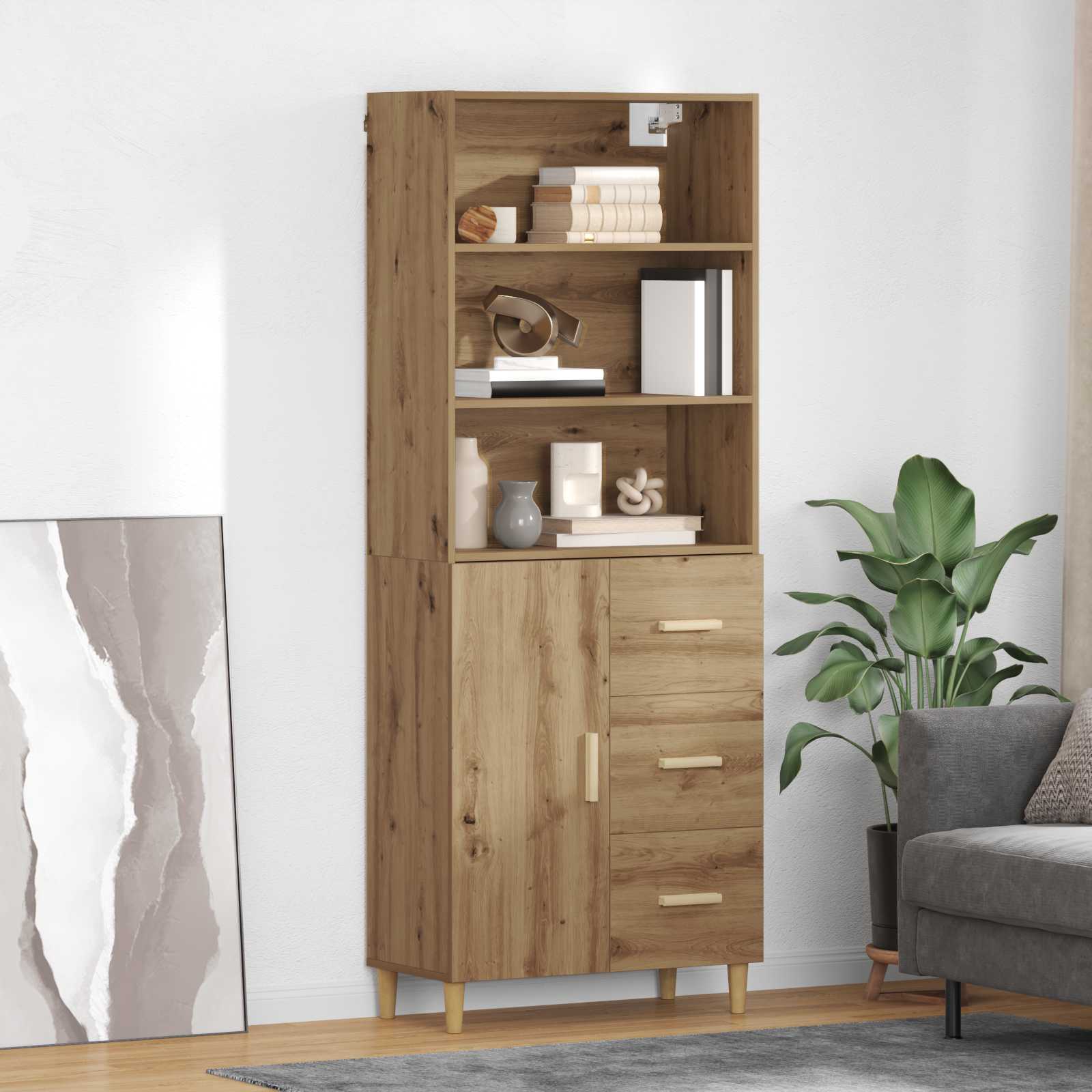 Bufet Stejar Artizanal 69,5 x 32,5 x 180 cm Lemn compozit — imaginea 2