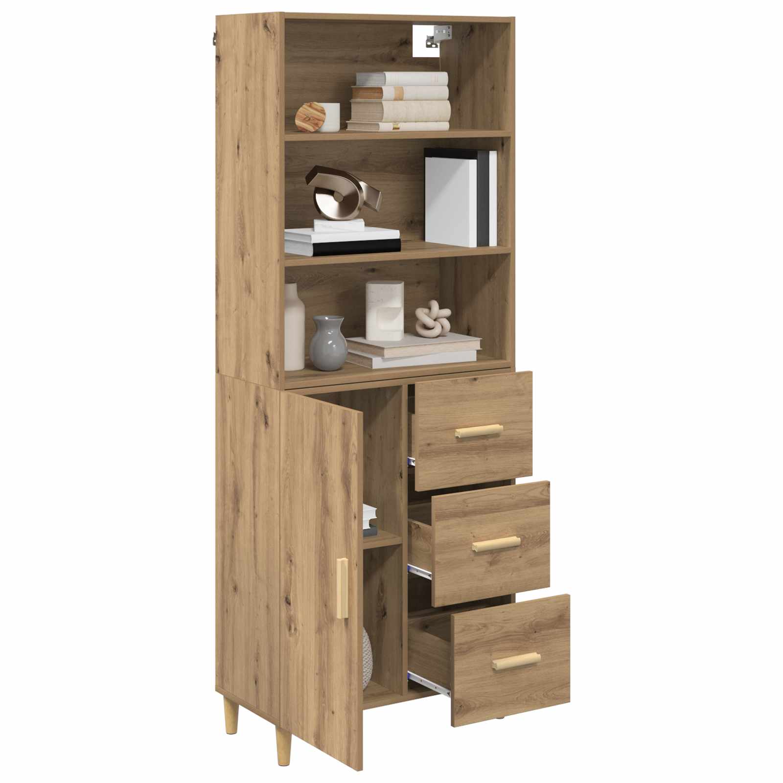 Bufet Stejar Artizanal 69,5 x 32,5 x 180 cm Lemn compozit — imaginea 3