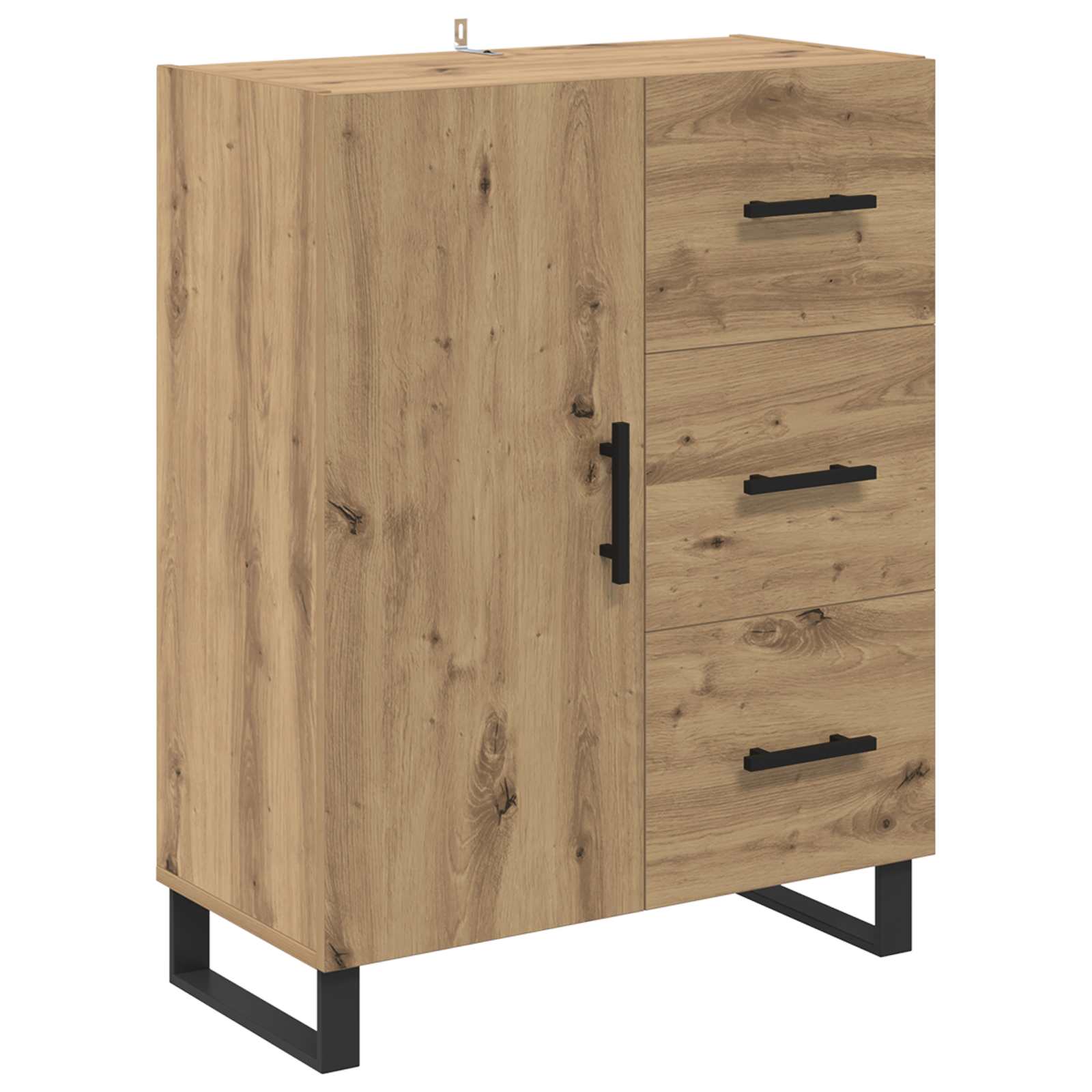 Bufet 2 pcs Stejar Artizanal Lemn Stratificat si Sticla — imaginea 6
