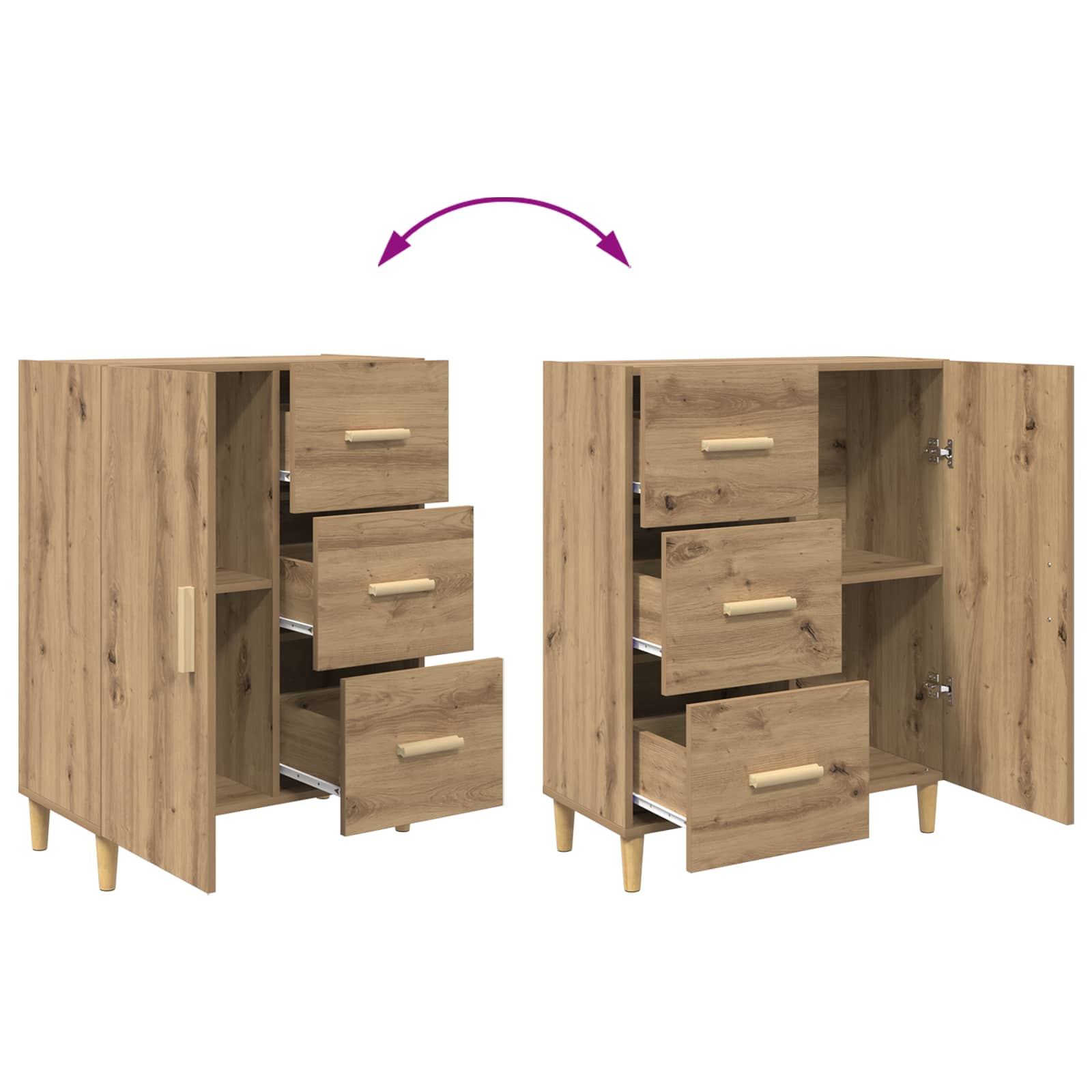 Bufet Stejar Artizanal 69,5 x 32,5 x 180 cm Lemn compozit — imaginea 12