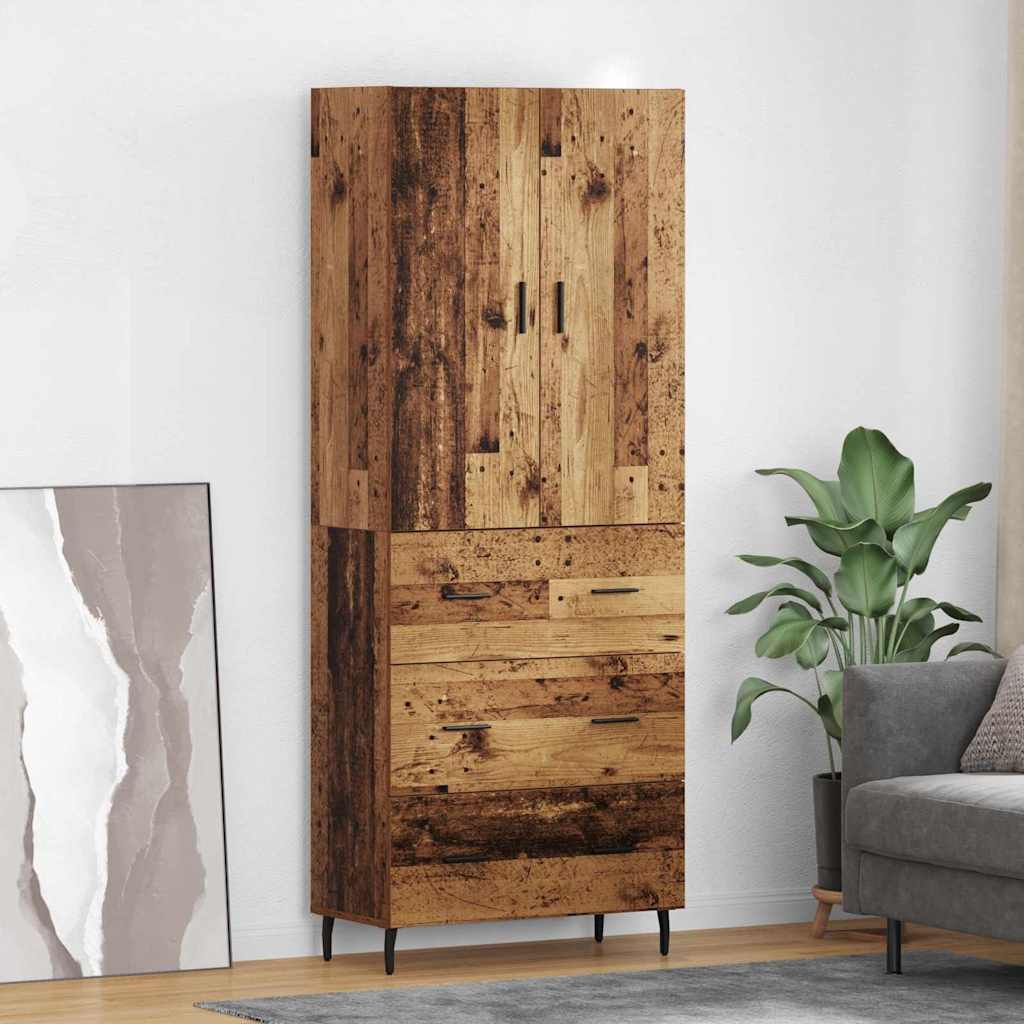 Bufet Lemn Vechi 69,5 x 34 x 180 cm Lemn Stratificat si Sticla — imaginea 3