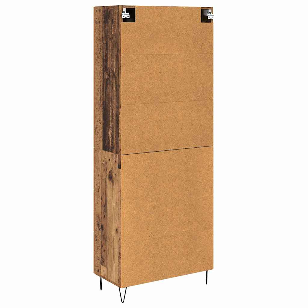 Bufet cu sertar 2 pcs Lemn Vechi Lemn Stratificat si Sticla — imaginea 3