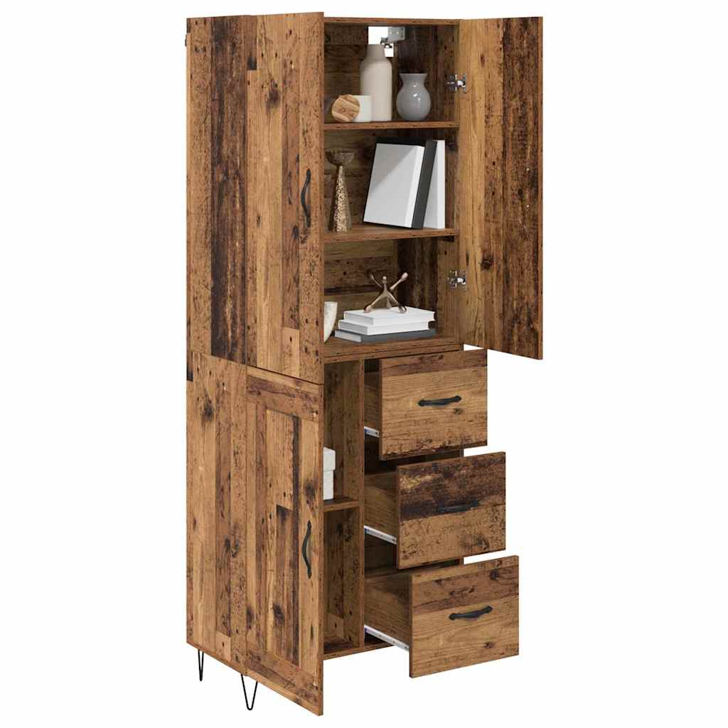 Bufet cu sertar 2 pcs Lemn Vechi Lemn Stratificat si Sticla — imaginea 4
