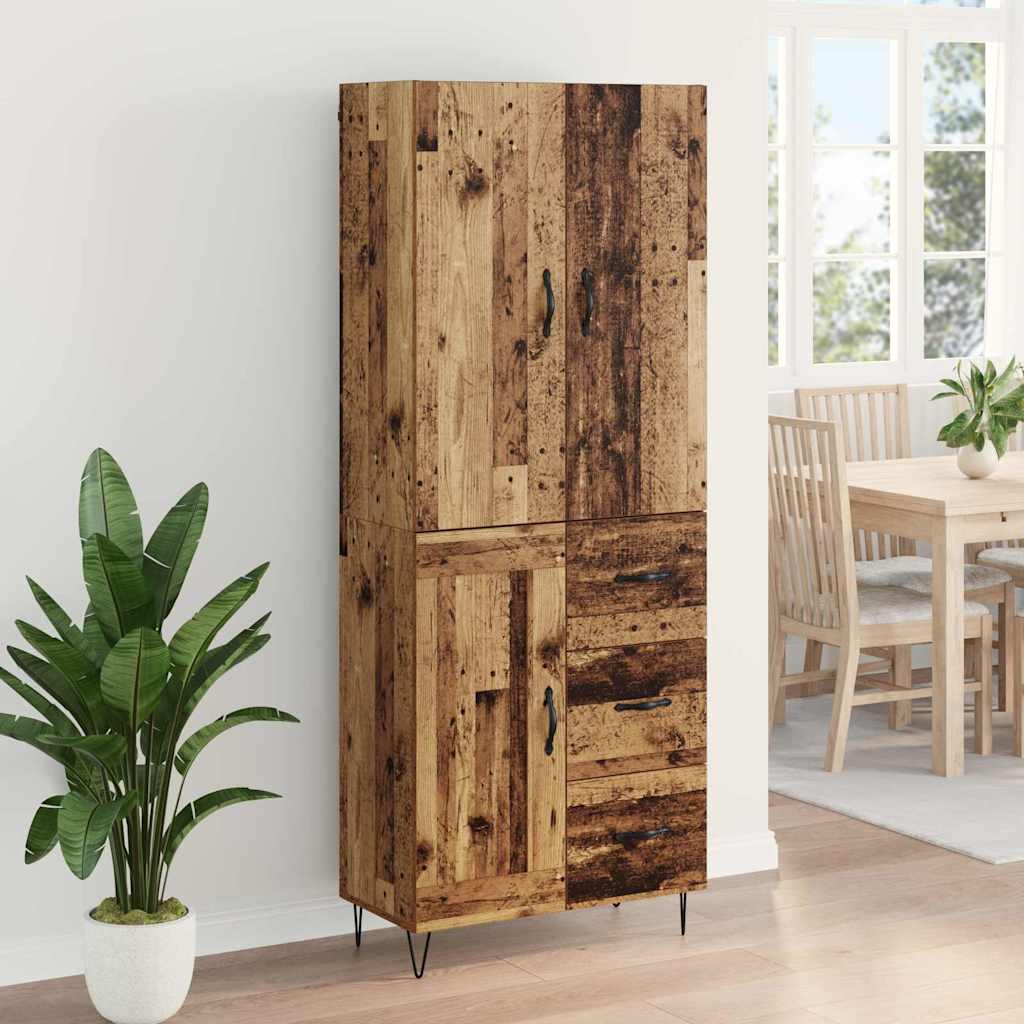 Bufet cu sertar 2 pcs Lemn Vechi Lemn Stratificat si Sticla — imaginea 5