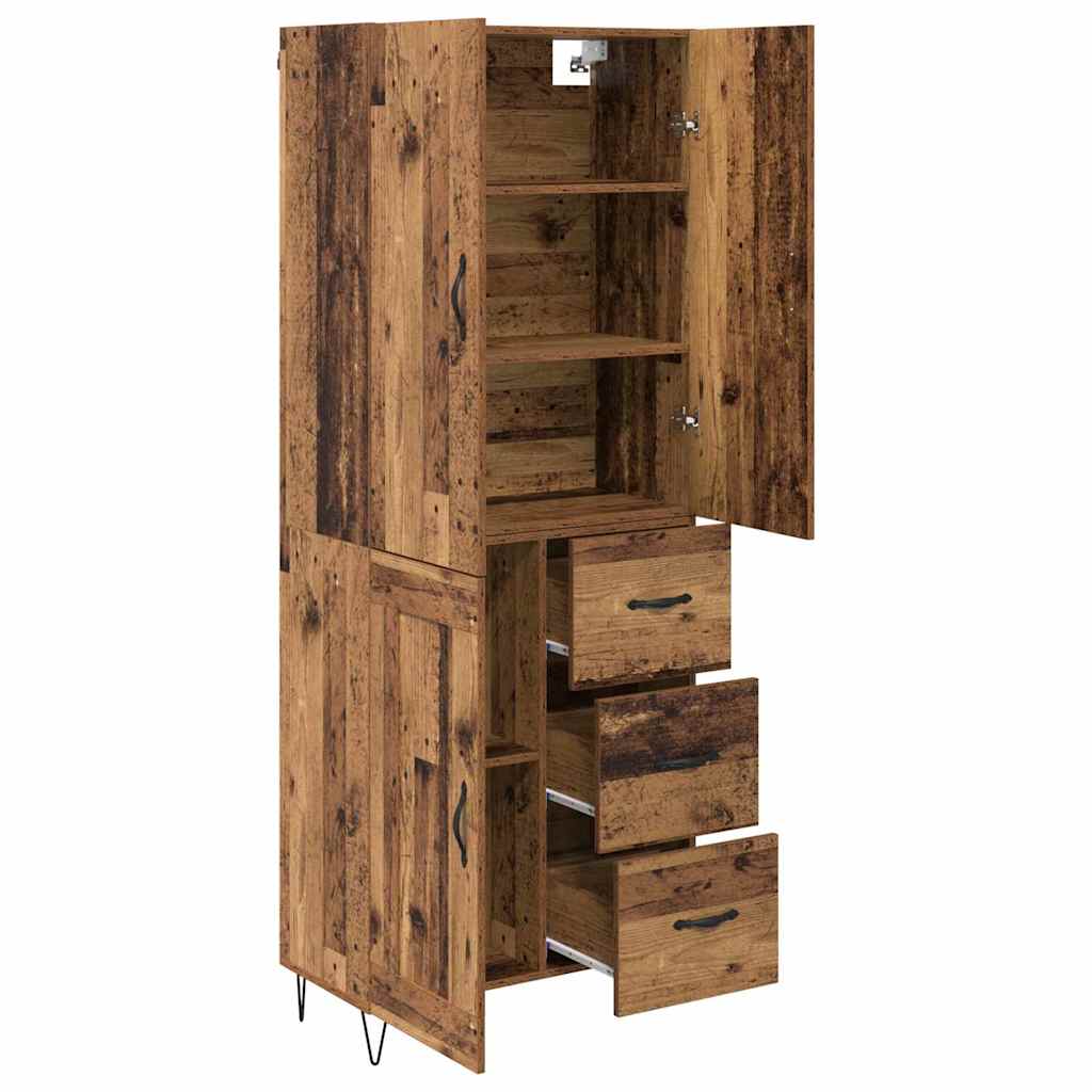 Bufet cu sertar 2 pcs Lemn Vechi Lemn Stratificat si Sticla — imaginea 6