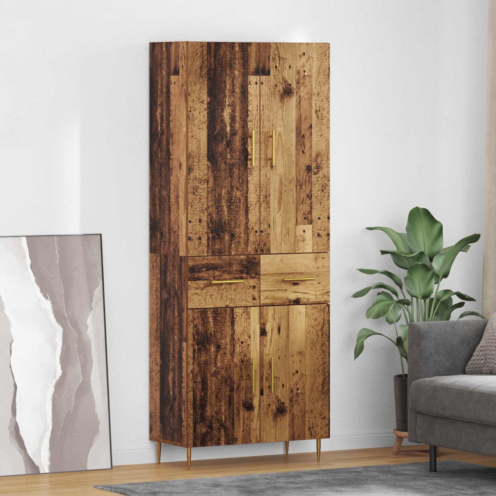 Bufet Pe perete Lemn Vechi 69,5 x 34 x 180 cm Lemn compozit — imaginea 2