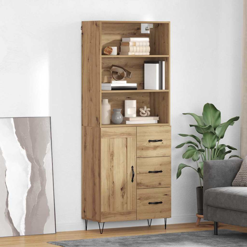 Bufet Stejar Artizanal 69,5 x 32,5 x 180 cm Lemn compozit — imaginea 2