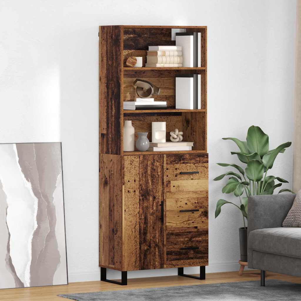 Bufet Lemn Vechi 69,5 x 34 x 180 cm Lemn Stratificat si Sticla — imaginea 2