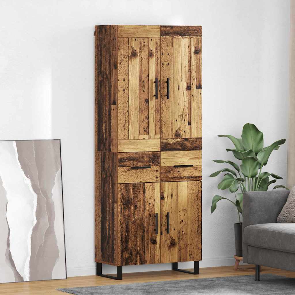 Bufet cu sertar 2 pcs Lemn Vechi Lemn Stratificat si Sticla — imaginea 2