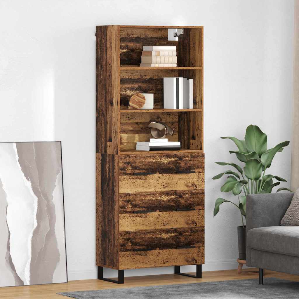 Bufet Lemn Vechi 69,5 x 34 x 180 cm Lemn Stratificat si Sticla — imaginea 2