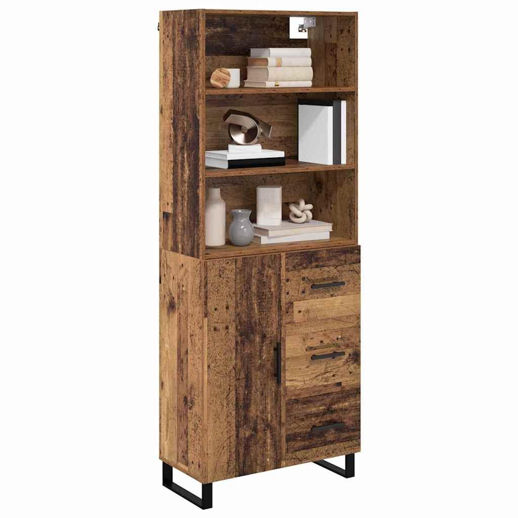 Bufet Lemn Vechi 69,5 x 34 x 180 cm Lemn Stratificat si Sticla — imaginea 4
