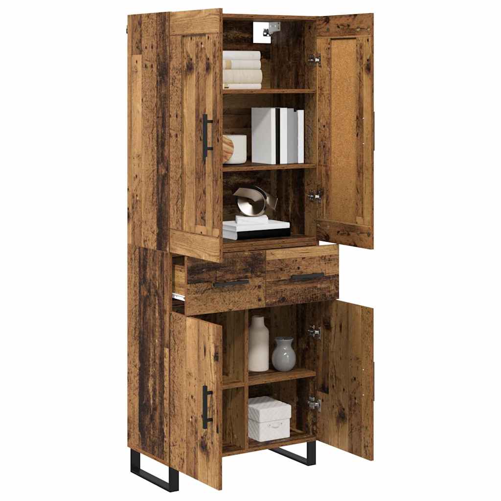 Bufet cu sertar 2 pcs Lemn Vechi Lemn Stratificat si Sticla — imaginea 4
