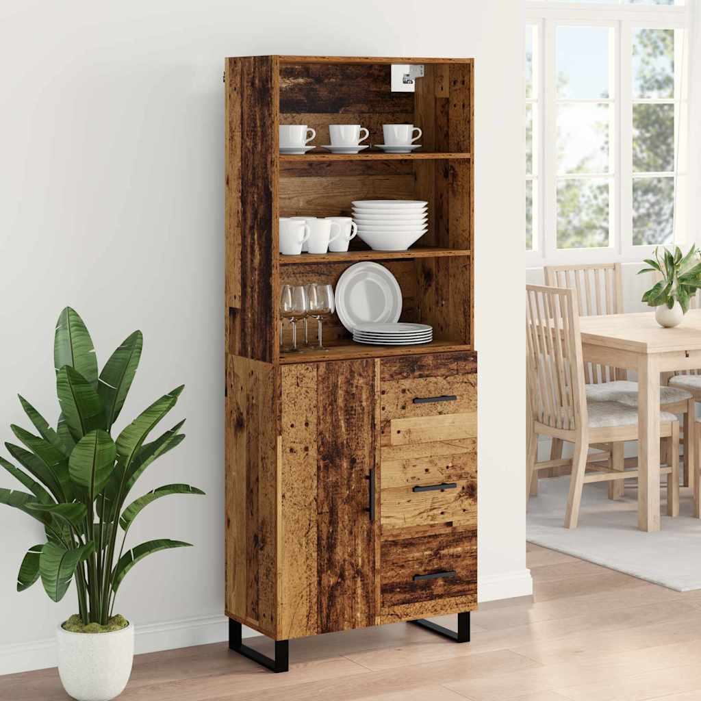 Bufet Lemn Vechi 69,5 x 34 x 180 cm Lemn Stratificat si Sticla — imaginea 5