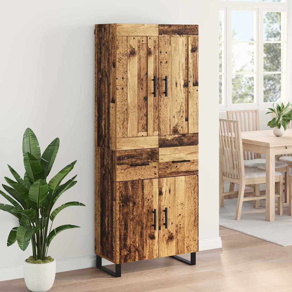 Bufet cu sertar 2 pcs Lemn Vechi Lemn Stratificat si Sticla — imaginea 5