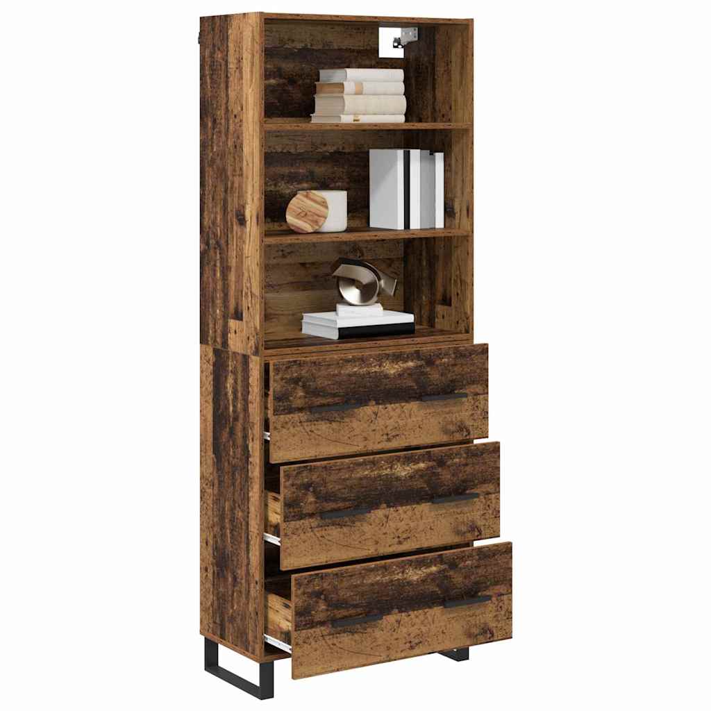 Bufet Lemn Vechi 69,5 x 34 x 180 cm Lemn Stratificat si Sticla — imaginea 4