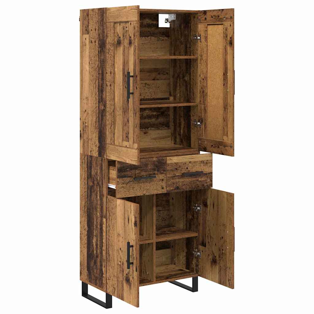 Bufet cu sertar 2 pcs Lemn Vechi Lemn Stratificat si Sticla — imaginea 6
