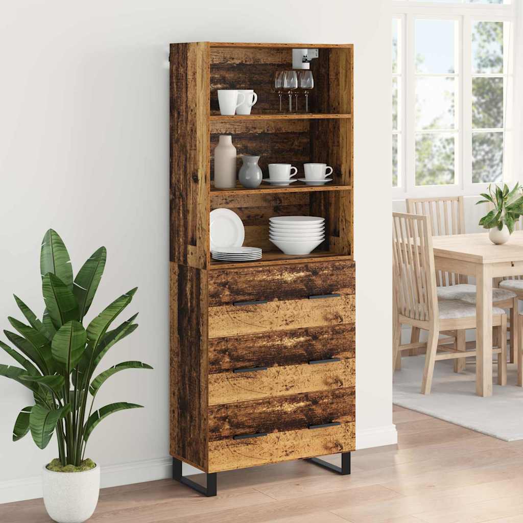 Bufet Lemn Vechi 69,5 x 34 x 180 cm Lemn Stratificat si Sticla — imaginea 5