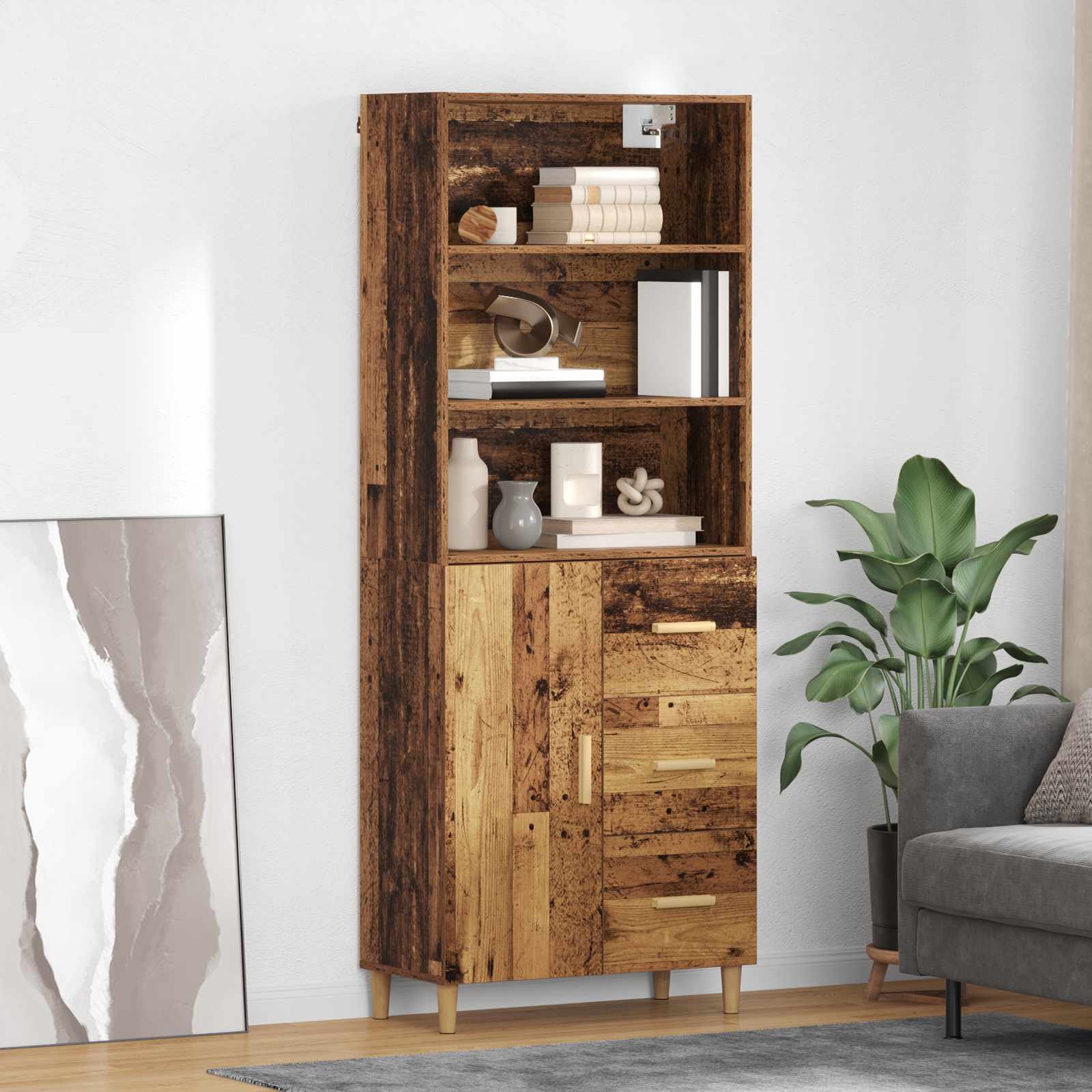 Bufet cu sertar Lemn Vechi 69,5 x 32,5 x 180 cm Lemn compozit — imaginea 3