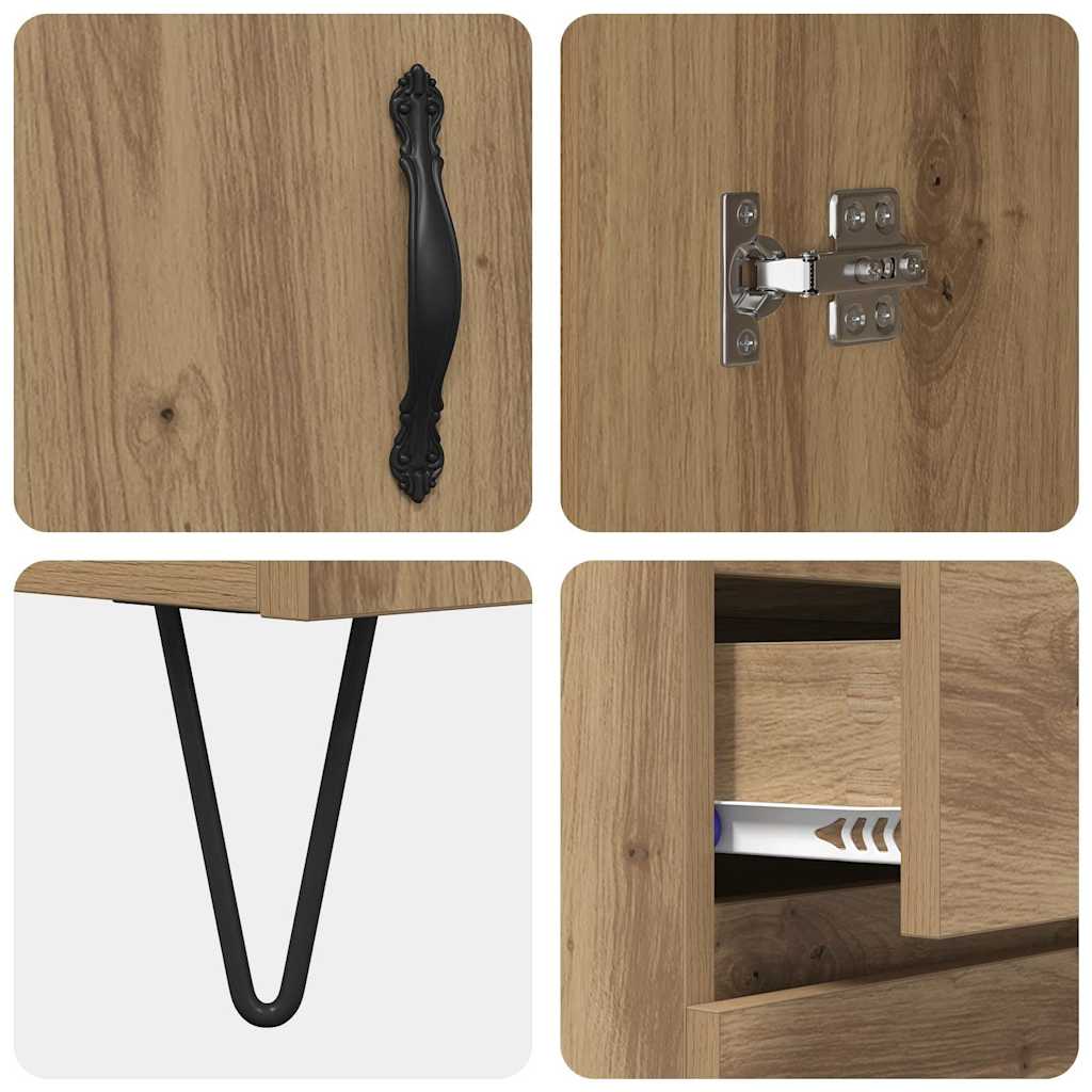 Bufet Stejar Artizanal 69,5 x 32,5 x 180 cm Lemn compozit — imaginea 11