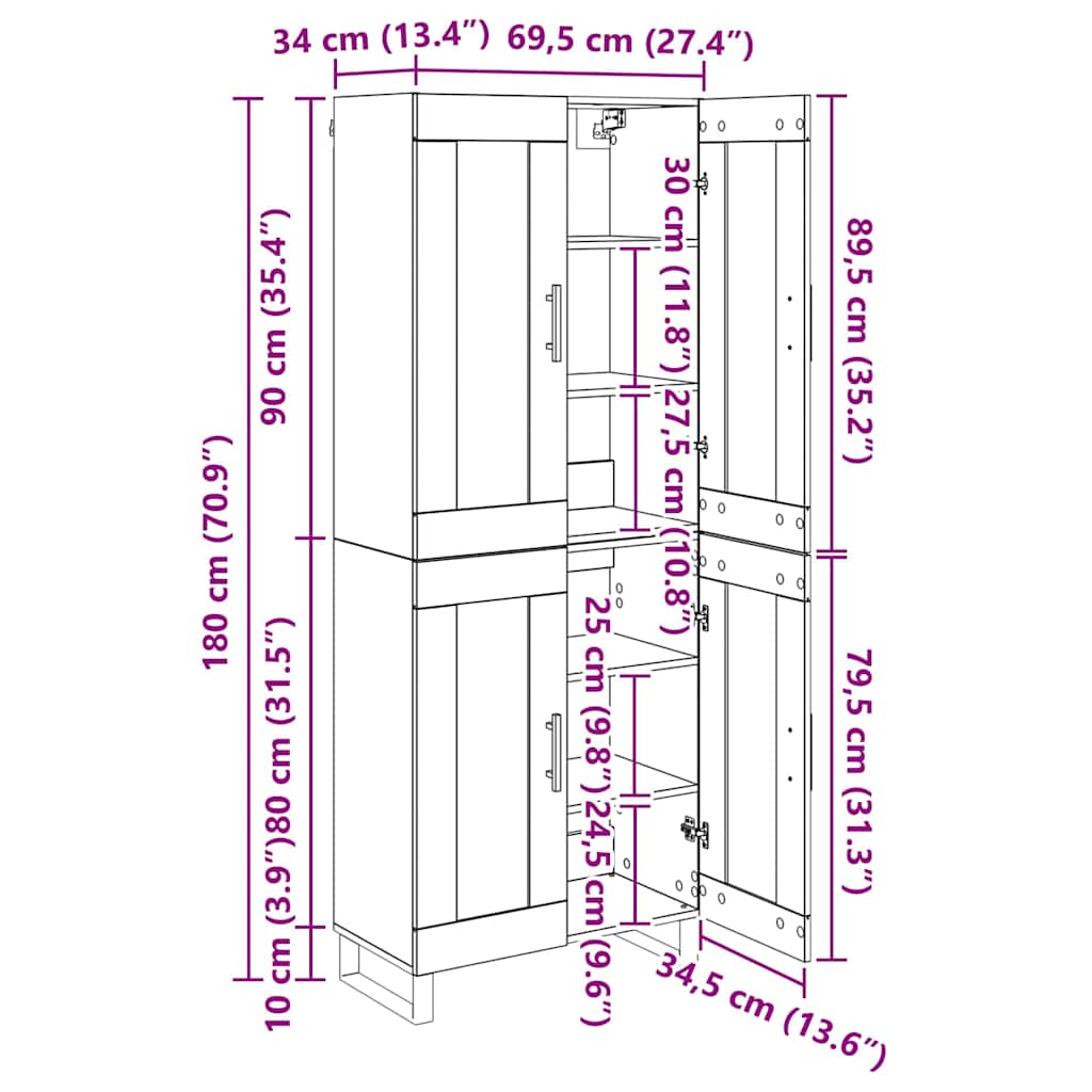 Bufet 2 pcs Lemn Vechi Lemn Stratificat si Sticla — imaginea 13
