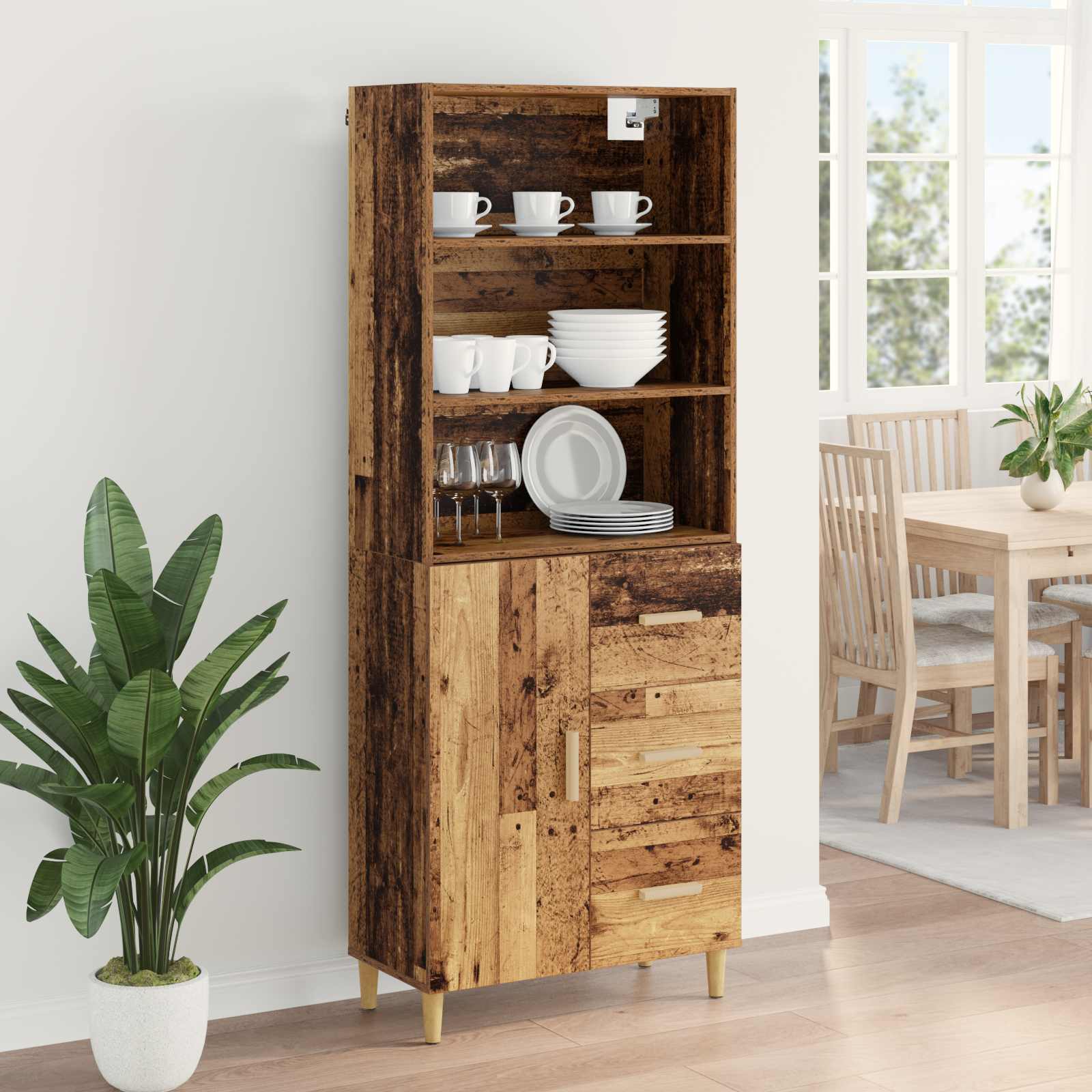 Bufet cu sertar Lemn Vechi 69,5 x 32,5 x 180 cm Lemn compozit — imaginea 4