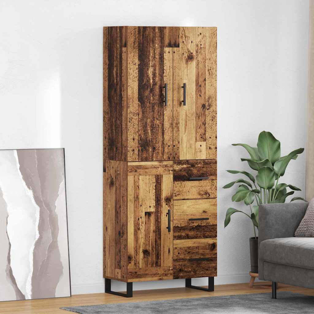 Bufet cu sertar 2 pcs Lemn Vechi Lemn Stratificat si Sticla — imaginea 2